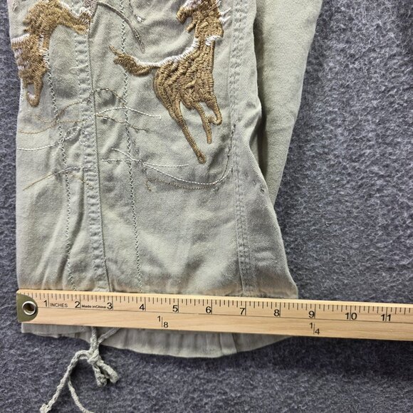 Miss Me Pants Womens Small Green Cargo Capri Embroidered Horse Western Boho - Picture 12 of 12
